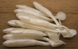 5" Swim Minnow Pearl Paddle Tail Swimbait Trailer for A Rig 50 pack bulk Bag - Thumbnail 2