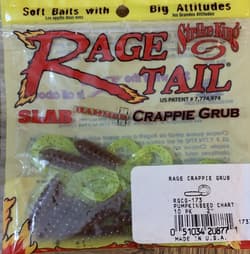 Rage Tail Strike King 2” Crappie Grub Pumpkinseed Chart-1pk of 10pcs-NEW - Thumbnail 1