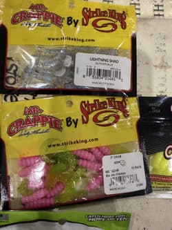 7X Mix Lot Strike King Panfish Mr Crappie Curly Tail Grub Fishing Lures - Thumbnail 3