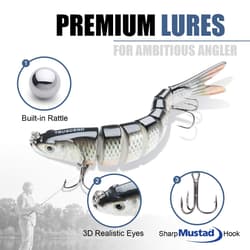 TRUSCEND Easy Catch Swimmax Fishing Lure: Noisy, Vibrating, Segmented Swimbait - Thumbnail 3