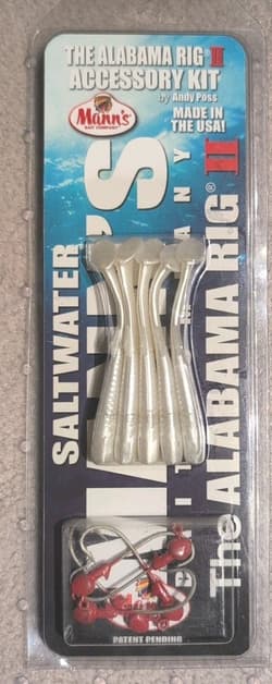 5-Saltwater Jig Heads w/Hardnose, White, Manns Bait Company, The Alabama Rig II - Thumbnail 1