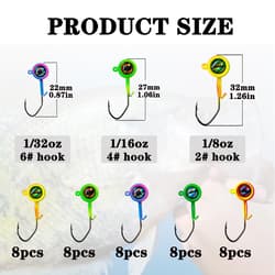 Crappie Jig Heads 40-Pack 1/16oz Swimbait Hooks for Bass Fishing - Thumbnail 3