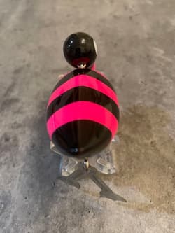 Zeal Stock Lures Mallard-kun Frog Topwater Lure Black & Pink Stripes Used - Thumbnail 4