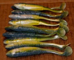 5" Swim Minnow Sexy Shad Paddle Tail Swimbait Trailer for A Rig 50 pack Bulk Bag - Thumbnail 2