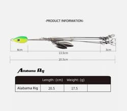 6Pcs Alabama Rig 5 Arms 4 Blades Umbrella Rig Fishing Lures Bait Bass Crappie - Thumbnail 16