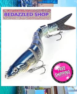 Fishing Lures 8-Segments Fish Bass Minnow Swimbait Tackle Hook Bait Pack of 5 - Thumbnail 12