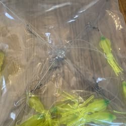 9” Umbrella Rig 4 Arm 11” With 5.5” Squid (9)  8/0 Mustad New Chartreuse Green - Thumbnail 5