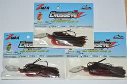 3 lures zman z-man crosseyez chatterbait 3/8oz snag resist bladed jig chili dog - Thumbnail 1