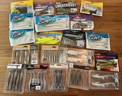 ‼️HUGE 20 BAIT LOT‼️OVER 50% OFF‼️ SOFT SWIMBAITS~FLUKES~TRAILERS~WORMS - Thumbnail 1