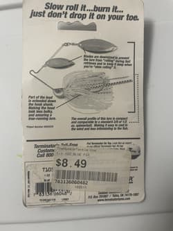 Original Terminator T-1  Titanium Double Willow Spinnerbait 1 Ounce Blue Fox.  - Thumbnail 6