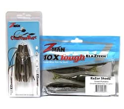  Chatterbait Kit - Z-Man 3/8oz + Razor ShadZ + How to Fish Guide Green Pumpkin - Thumbnail 3