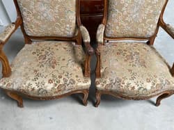 Pair of Louis XV style walnut armchairs, circa 1900 - Thumbnail 4