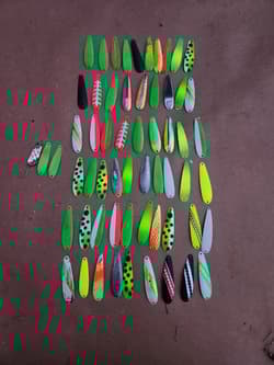 Fishing spoons size 3",4" lot of 63 used salmon trout trolling FREE SHIPPING! - Thumbnail 1