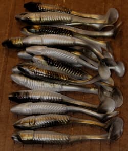 3.5" Swim Minnow Reel Shad Paddle Tail Swimbait Trailer for A Rig 50 pack - Thumbnail 2