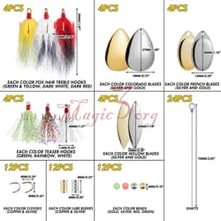 168PCS Fishing Accessories Spinner Blade Bait Making Kit DIY Rooster Tail Trout  - Thumbnail 2