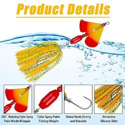 Spinnerbait Fishing Lures Kit, 6pcs Bass Fishing Buzzbait Lures Hard B-6pcs - Thumbnail 4