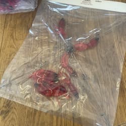 9” Umbrella Rig 4 Arm 11” With 5.5” Squid (9)  8/0 Mustad New Pkg Red Black Head - Thumbnail 13