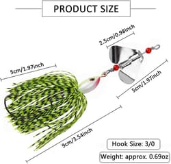 Spinnerbait Fishing Lures Kit, 6pcs Bass Buzzbait Hard [MIXED]  - Thumbnail 4