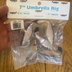 7” Umbrella Rig 4 Arm With 4” Shad (5)  Pearl Black New In Package McKala Fishin - Thumbnail 1