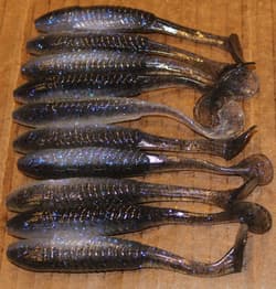 5" Swim Minnow Darker Crystal Shad Paddle Tail Swimbait Trailer for A Rig 50 pk - Thumbnail 2