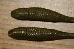 5" Swim Minnow Green Pumpkin Paddle Tail Swimbait Trailer for A Rig 50 pack - Thumbnail 5