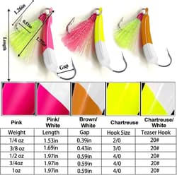 5 Pack Fishing Jig Heads, Swimbait Jigs Pompano Jigs with Teaser Hooks, Surf ... - Thumbnail 5
