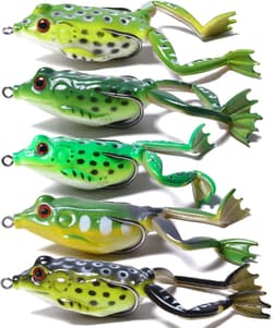 Topwater Frog Lure Set - 5 Realistic Weedless Soft Swimbaits for Bass Fishing - Thumbnail 3