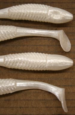 5" Swim Minnow Pearl Paddle Tail Swimbait Trailer for A Rig 50 pack bulk Bag - Thumbnail 4