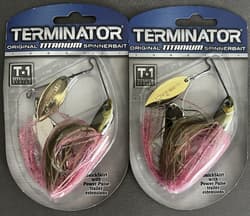 *Lot of 2* DISCONTINUED TERMINATOR T-1 TITANIUM 3/4 OZ SPINNERBAIT  - Thumbnail 1