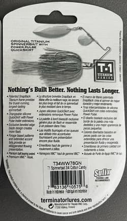 DISCONTINUED TERMINATOR T-1 TITANIUM 3/4 OZ SPINNERBAIT DOUBLE WILLOW - Thumbnail 2