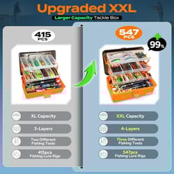 Large 4 Layer Tackle Box W/ 547Pcs Fishing Lures Kit Pliers Hooks Weights Gear - Thumbnail 5