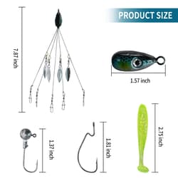 21Pcs 5 Arms Alabama Umbrella Rig for Bass Striper Rig Fishing Lures Bait Kit wi - Thumbnail 4