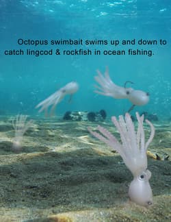 Octopus Swimbait Soft Fishing Lure with Skirt Tail, Lingcod Rockfish Jigs for - Thumbnail 4