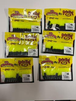 Lot of 6 Mr. Crappie Strike King Lures Crappie Tube Tuxedo Black Chartreuse - Thumbnail 1