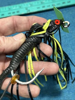 Large Original Chatterbait Black Green And Yellow Fishing Lure - Thumbnail 6