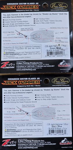 (Ct of 2) Z-Man Evergreen Chatterbait Jack Hammer 3/8 oz Evergreen Custom Blade! - Thumbnail 4