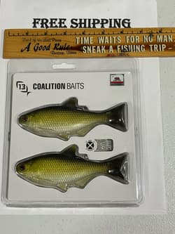 1-2 pk 13 Fishing Coalition Bait Co BAMF Wedge Swimbait Lures GOLDEN RETRIEVER - Thumbnail 1