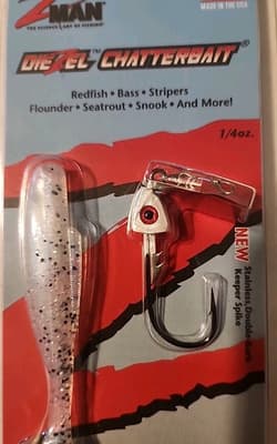 New Z-Man ChatterBait DieZel Fishing Lure 1/4 oz CBD14-08 Pearl Blue Mustad Hook - Thumbnail 2