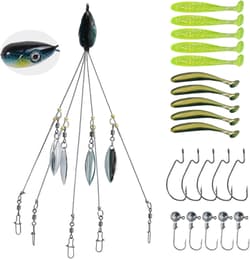 21Pcs 5 Arms Alabama Umbrella Rig for Bass Striper Rig Fishing Lures Bait Kit wi - Thumbnail 12