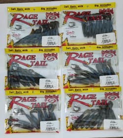 (LOT OF 6) 9 Per Pk STRIKE KING RAGE NED CUT-R WORM 3" RGNCUT-R Blue Craw - Thumbnail 1