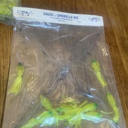 9” Umbrella Rig 4 Arm 11” With 5.5” Squid (9)  8/0 Mustad New Chartreuse Green - Thumbnail 12