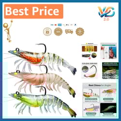Realistic TPE Bass Lures - 3.5in Shrimp Swimbait for Freshwater & Saltwater - Thumbnail 1