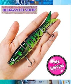 Fishing Lures 8-Segments Fish Bass Minnow Swimbait Tackle Hook Bait Pack of 5 - Thumbnail 7