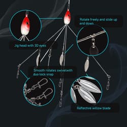 3 Pcs 8.5 in 0.6 Oz Alabama Rigs, 5 Arm Umbrella Rig Swimbait with 4 Willow L... - Thumbnail 2