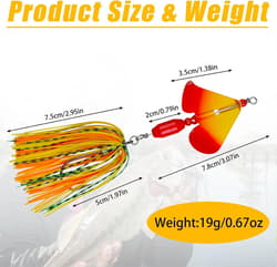 Spinnerbait Fishing Lures Kit, 6pcs Bass Fishing Buzzbait Lures Hard Metal Sp... - Thumbnail 10