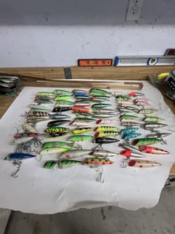 Lot of 71 USED Salmon Trolling J Plugs. Multiple sizes And Makes. - Thumbnail 1