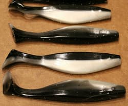 5" Shad Paddle Tail Swimbait great for Umbrella Rig 20 count bag Black Shad - Thumbnail 1