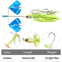 6PCS Spinner Bait Fishing Lures Jig Head Spoon Metal 3/4oz Buzzbait Blade Tackle - Thumbnail 3