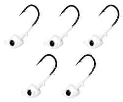 Swimbait Jig Heads, Realistic Eyes, Bass Catfish Lures, 5 Pack, White - Thumbnail 1