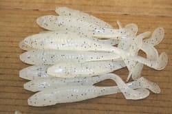 5" Swim Minnow Violet Pepper Paddle Tail Swimbait Trailer for A Rig 50 pack Bag - Thumbnail 2